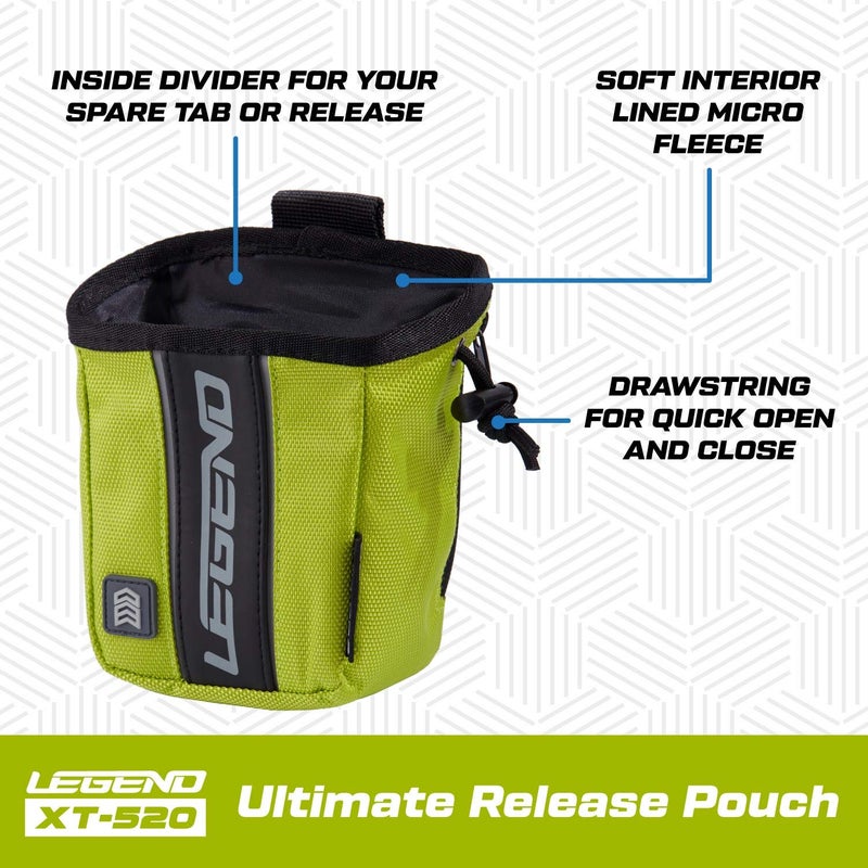 LEGEND XT520 Quick Release Pouch & Finger Tab Bag (Green) | Interior Divider for Better Organization & Storage of Release Aids | Attaches to Standard 2" Belt | Quick Drawstring Closure - Image 3